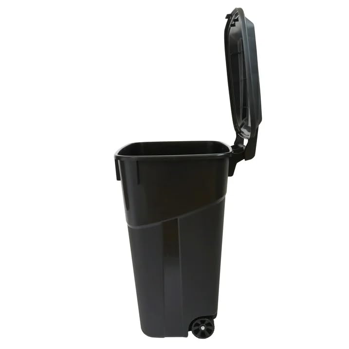 32 Gallon Black Wheeled Plastic Trash Can P14658