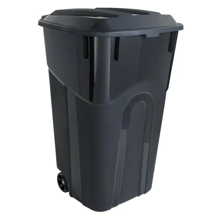 32 Gallon Black Wheeled Plastic Trash Can P14658