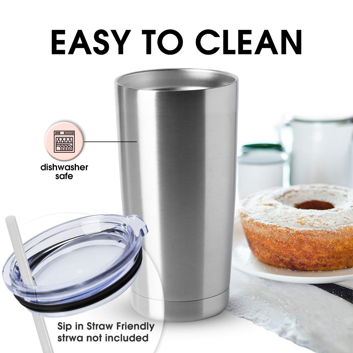 20oz Stainless Steel Insulated Tumblers with Lid Pack D147