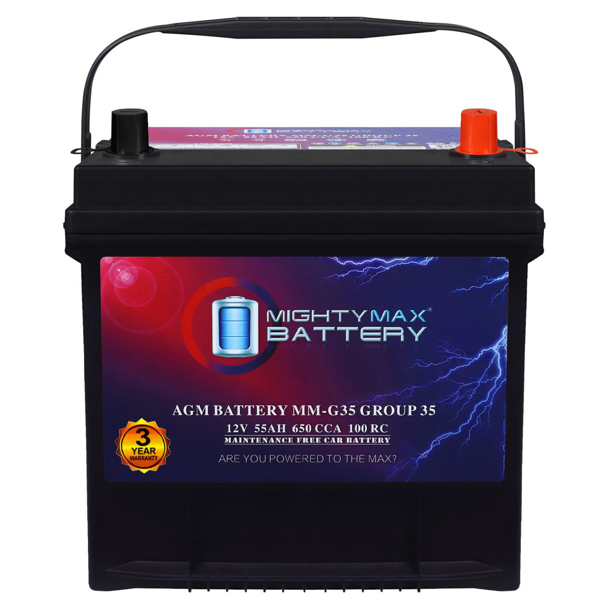 12V 55Ah AGM Replacement Battery D7316