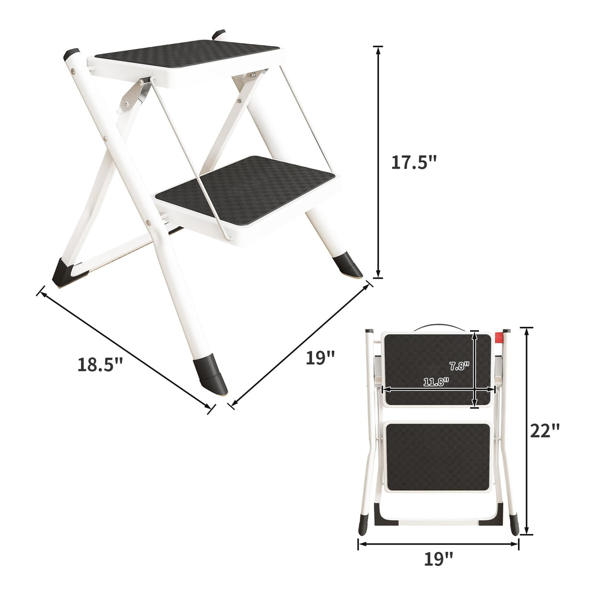 2 Step Folding Metal Step Stool with Anti-Slip Pedal Q295