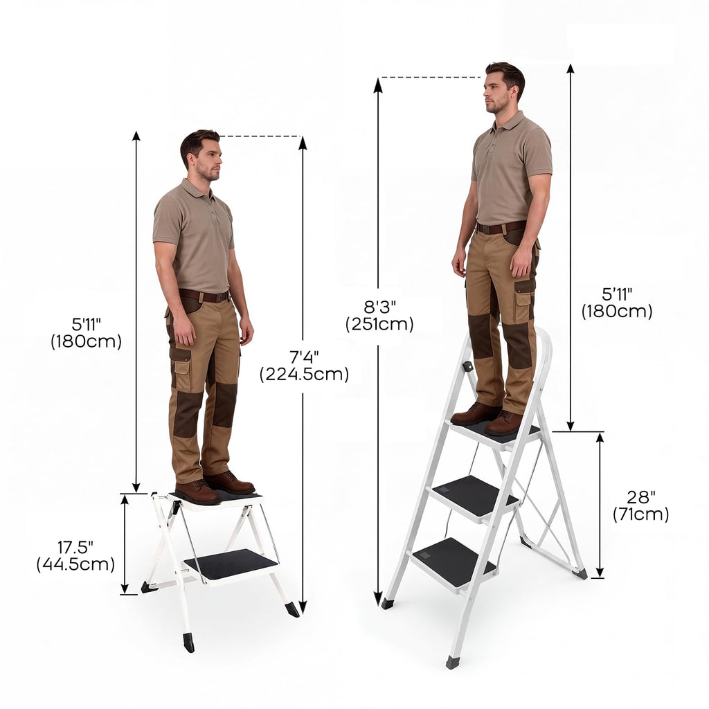 2 Step Folding Metal Step Stool with Anti-Slip Pedal Q295
