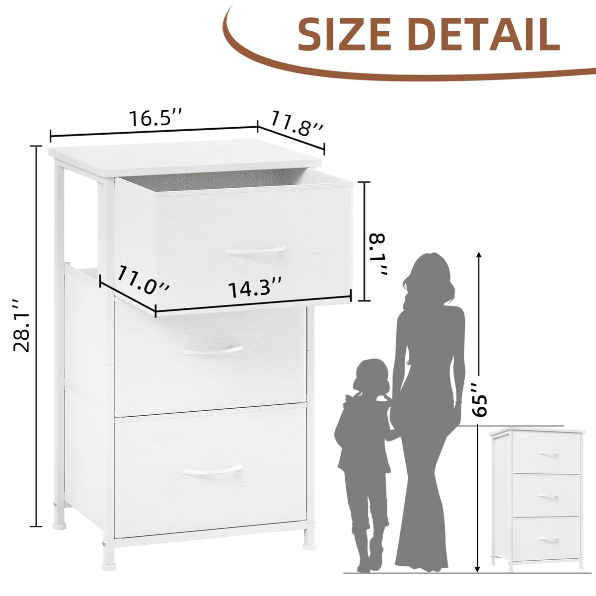 White 3 Drawer Dresser B449938