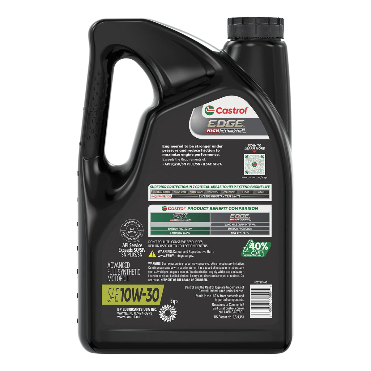 10W-30 Full Synthetic Motor Oil, 5 Quarts F38733