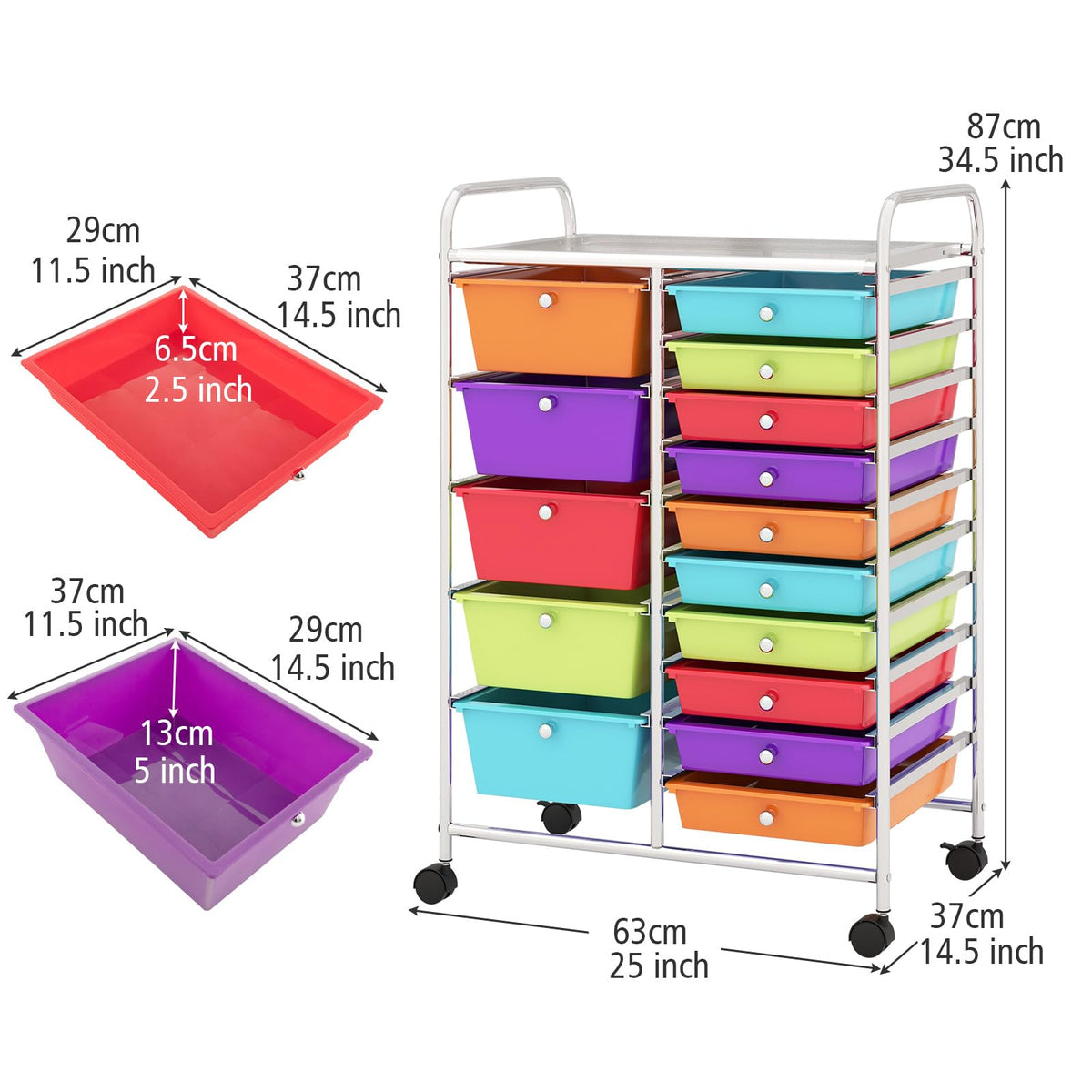 15 Drawer Rolling Storage Cart B1391