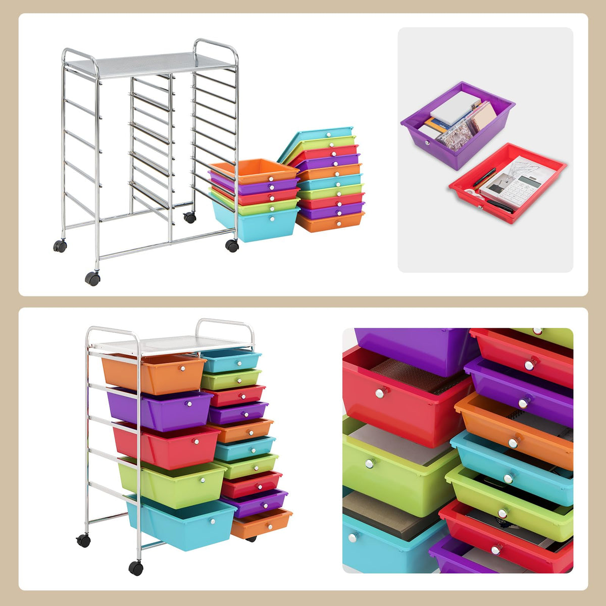 15 Drawer Rolling Storage Cart B1391