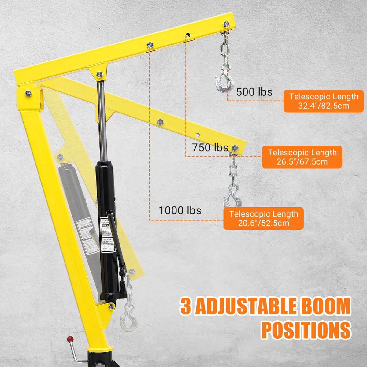 Hydraulic 1000Lbs Hitch-Mounted 360° Swivel Pickup Truck Crane C674013