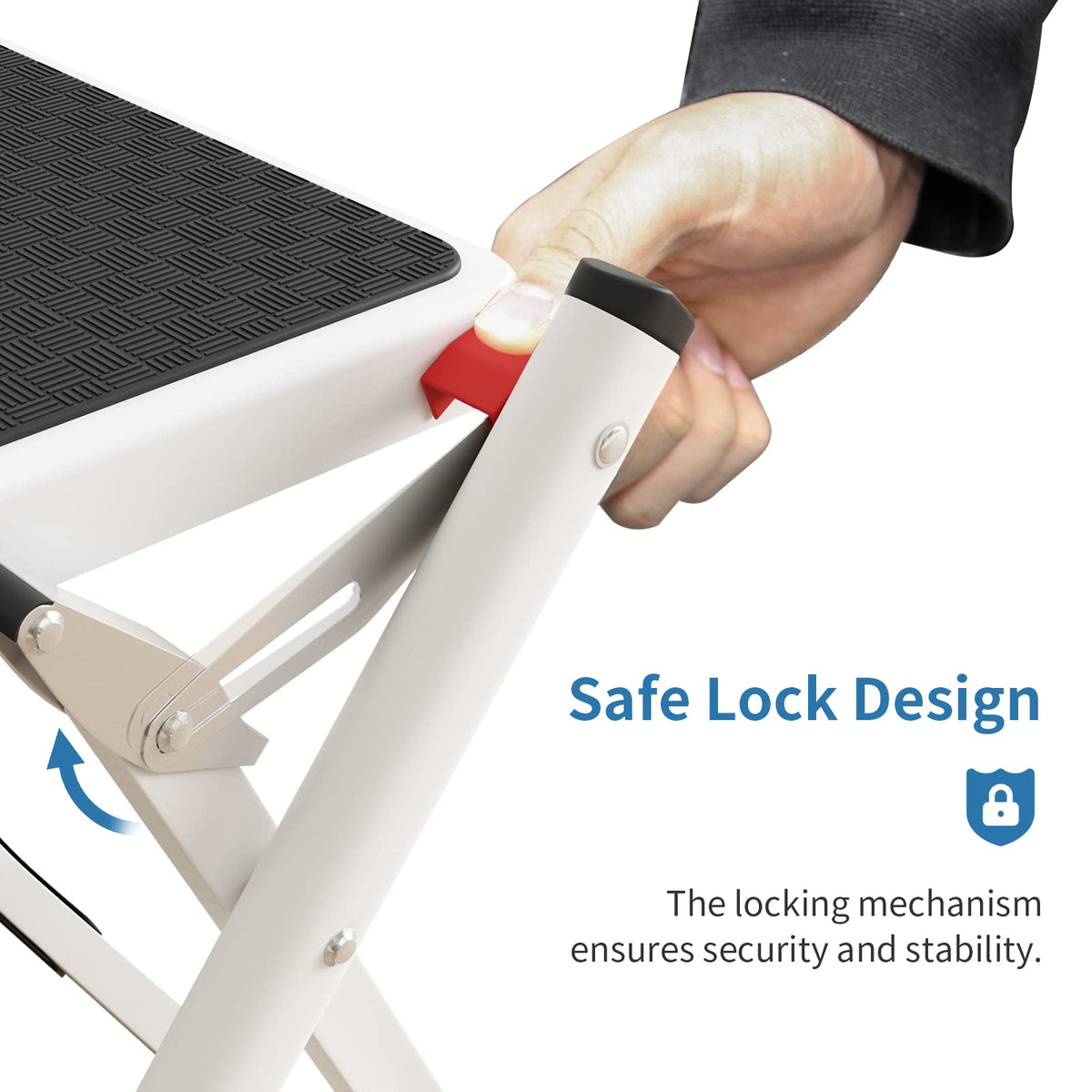2 Step Folding Metal Step Stool with Anti-Slip Pedal Q295