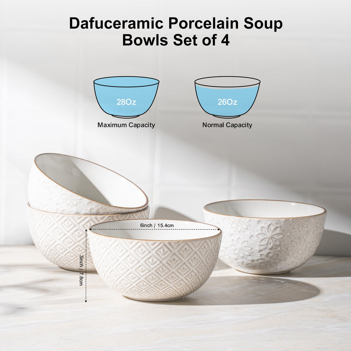 26 oz Ceramic Soup Bowls Set of 4 C779165