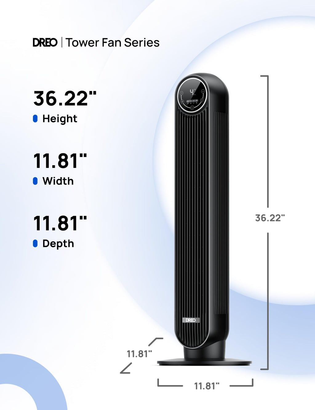 Ultra Quiet Tower Fan, 8 Speeds Q672322