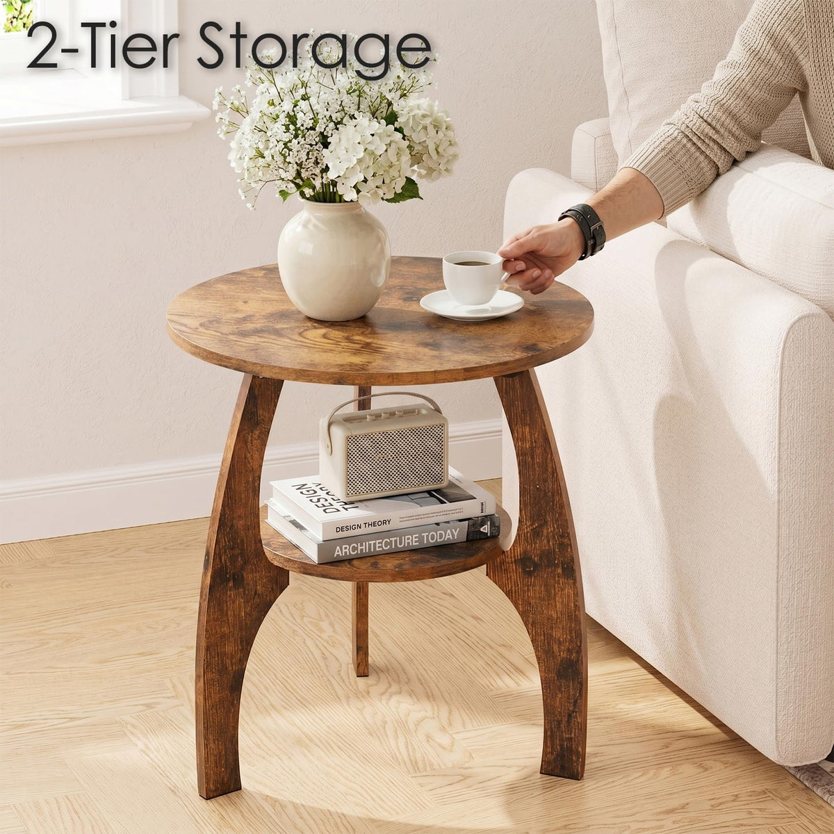 2-Tier Round Wood Side Table H479