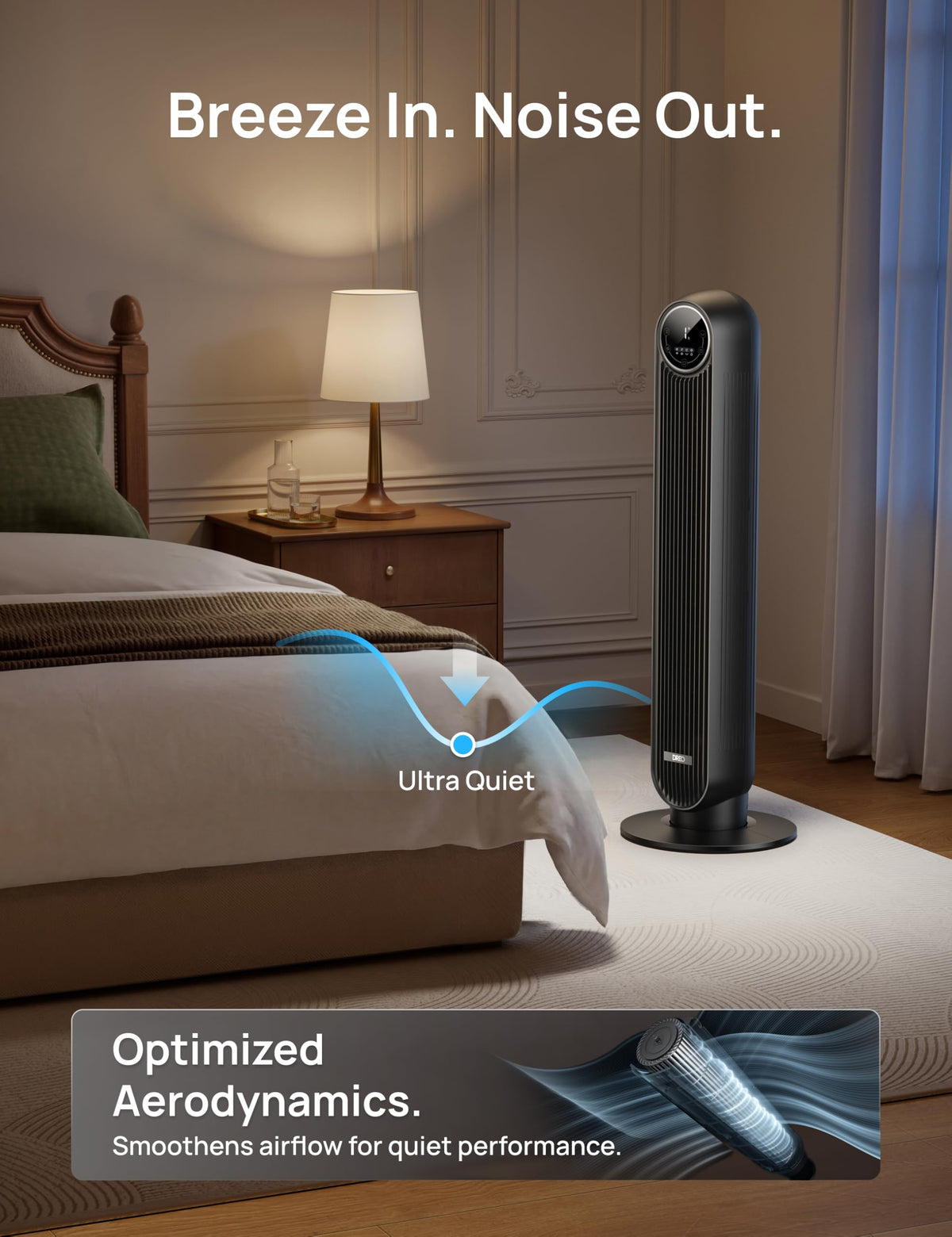 Ultra Quiet Tower Fan, 8 Speeds Q672322