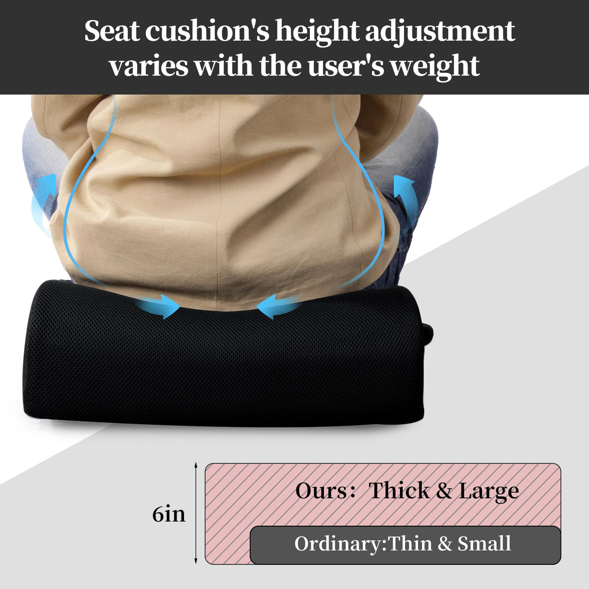 Extra Thick Memory Foam Chair Cushion with Carry Handle P4153