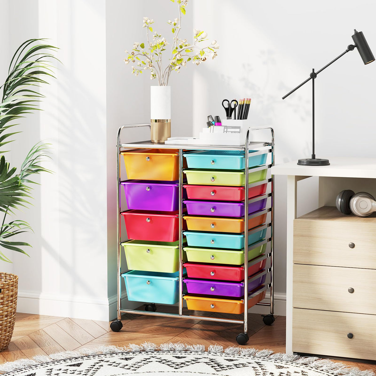 15 Drawer Rolling Storage Cart B1391