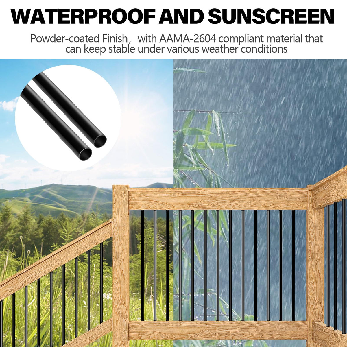 51 Pack 36" Black Aluminum Deck Balusters K2113