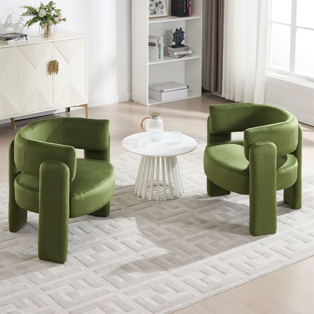 Set of 2 Green Upholstered Accent Chairs with Arms M318340