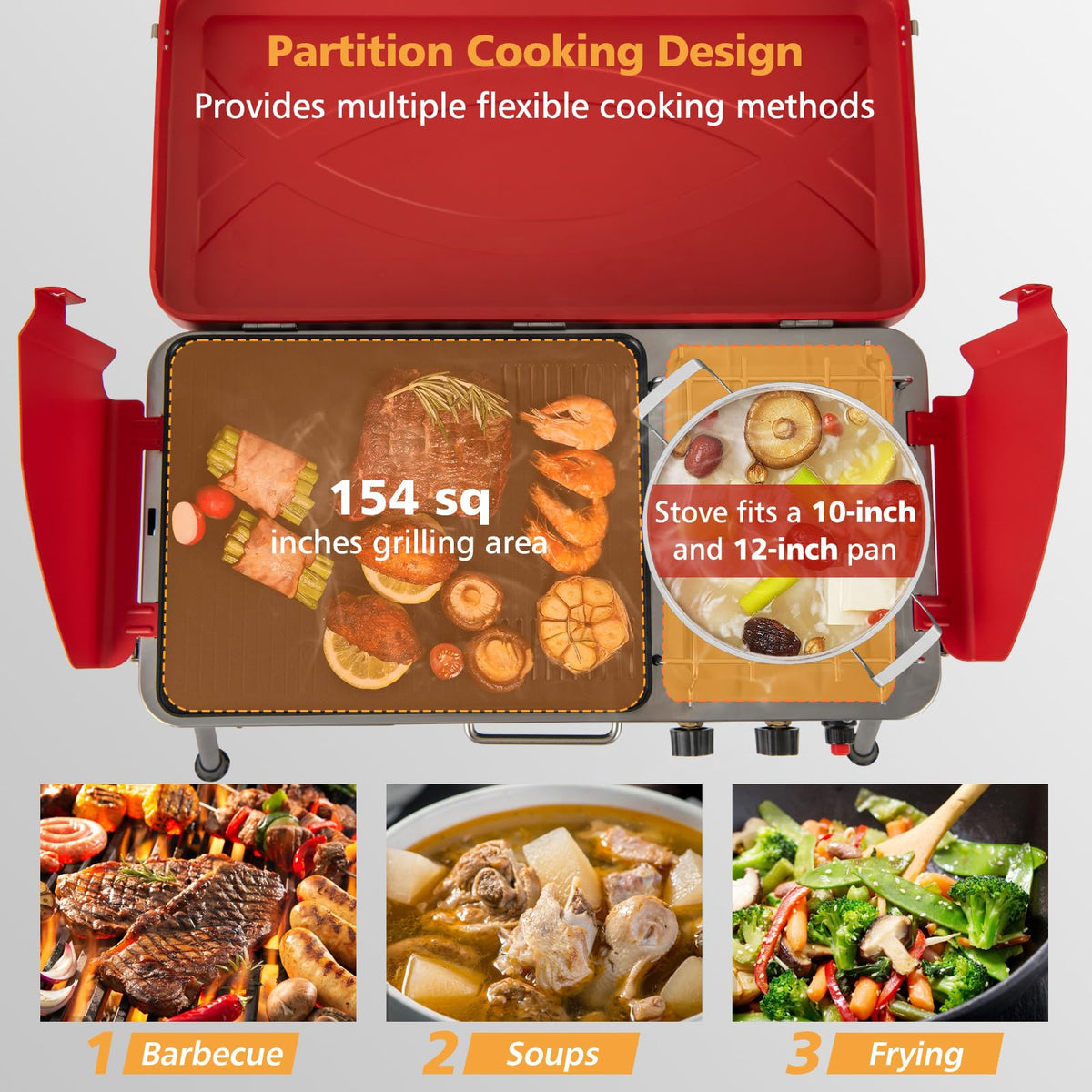 2-Burner Portable Propane Gas Grill with Removable Legs J896