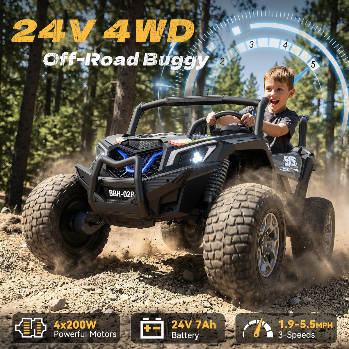 24V Ride on Toys for Big Kids 3-14, Black A45746
